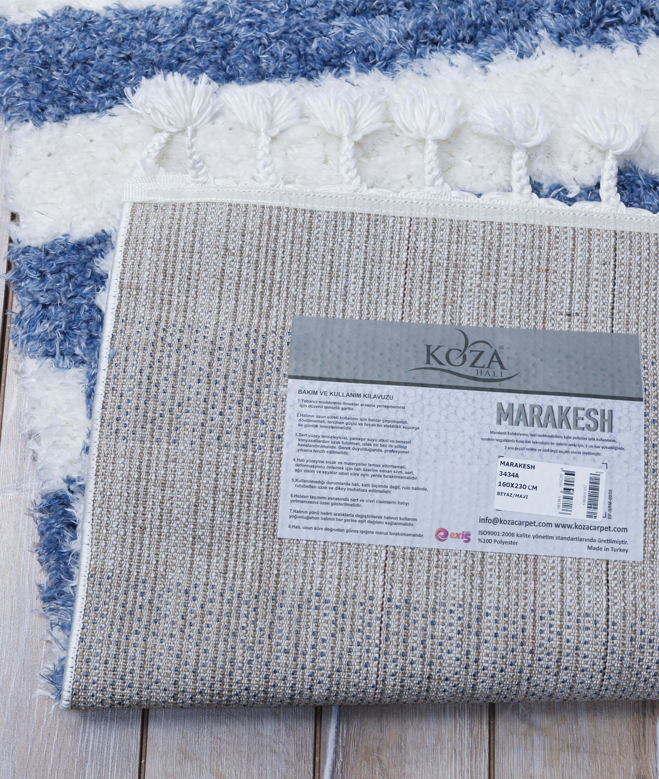 Marakesh White Blue Carpet 3434A